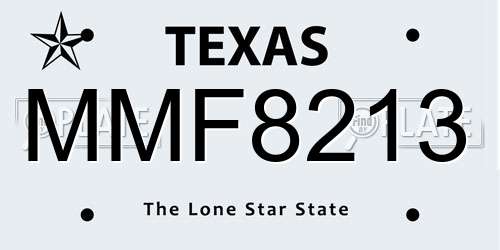 MMF8213 Texas License Plate