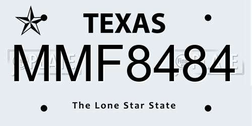 MMF8484 Texas License Plate