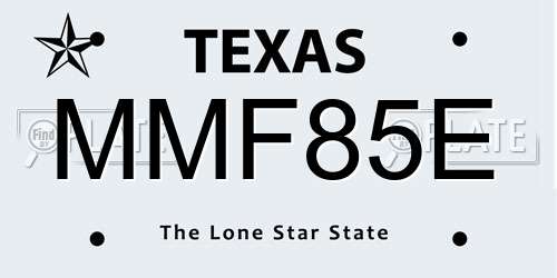 MMF85E Texas License Plate