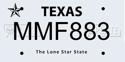 MMF883 Texas License Plate