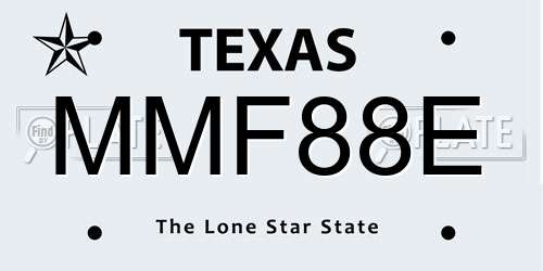 MMF88E Texas License Plate