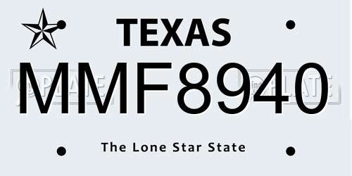 MMF8940 Texas License Plate