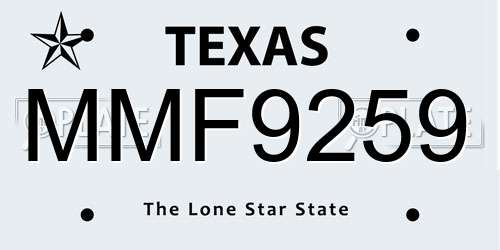 MMF9259 Texas License Plate