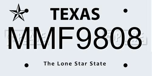 MMF9808 Texas License Plate
