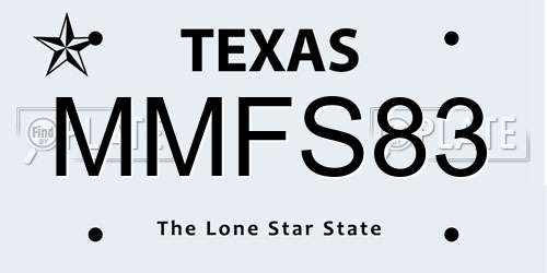MMFS83 Texas License Plate