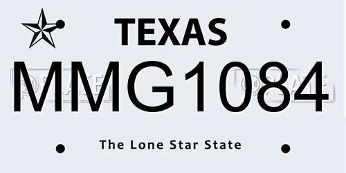 MMG1084 Texas License Plate