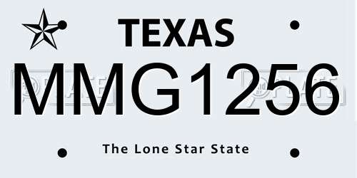 MMG1256 Texas License Plate