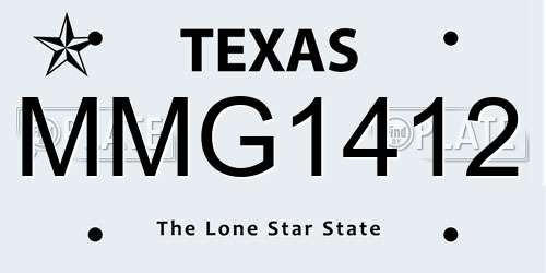 MMG1412 Texas License Plate