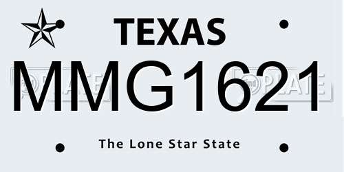 MMG1621 Texas License Plate
