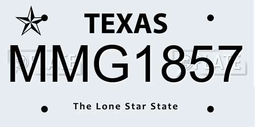 MMG1857 Texas License Plate