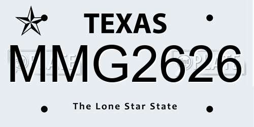 MMG2626 Texas License Plate