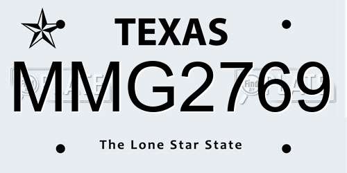 MMG2769 Texas License Plate