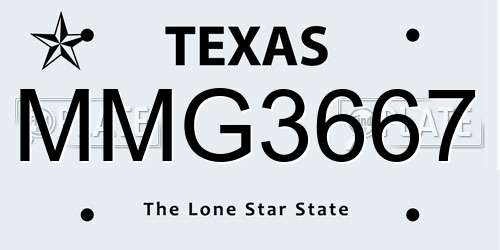 MMG3667 Texas License Plate