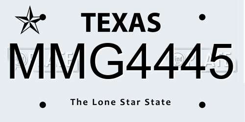 MMG4445 Texas License Plate