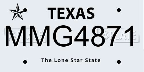 MMG4871 Texas License Plate