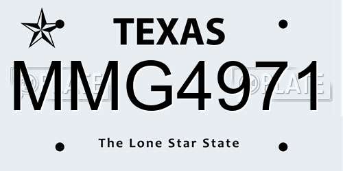 MMG4971 Texas License Plate