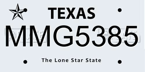 MMG5385 Texas License Plate