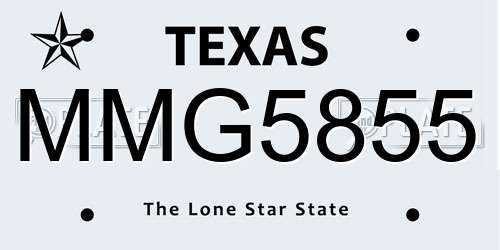 MMG5855 Texas License Plate