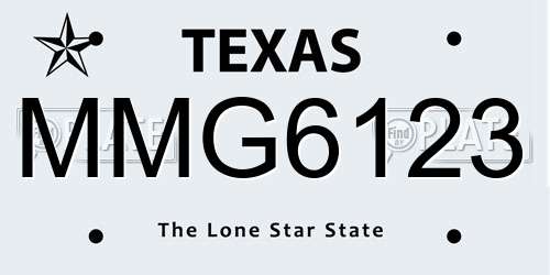 MMG6123 Texas License Plate