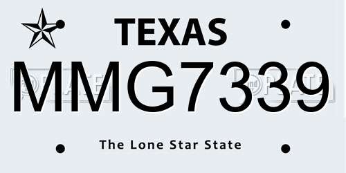 MMG7339 Texas License Plate