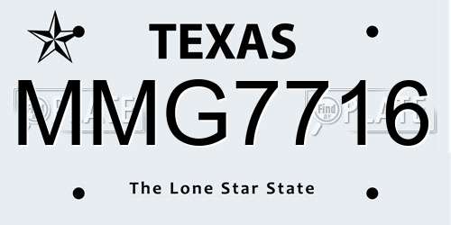 MMG7716 Texas License Plate