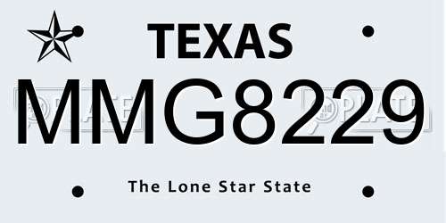 MMG8229 Texas License Plate