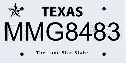 MMG8483 Texas License Plate