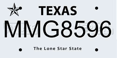 MMG8596 Texas License Plate