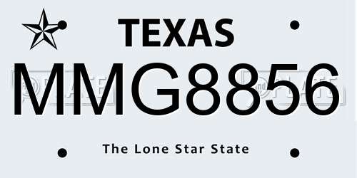 MMG8856 Texas License Plate