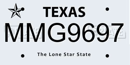 MMG9697 Texas License Plate