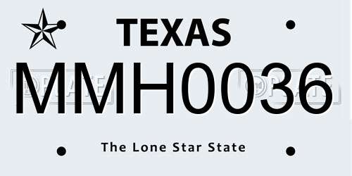 MMH0036 Texas License Plate