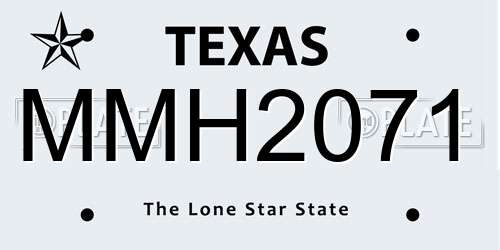 MMH2071 Texas License Plate