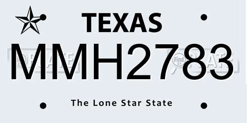 MMH2783 Texas License Plate