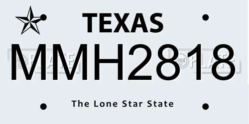 MMH2818 Texas License Plate
