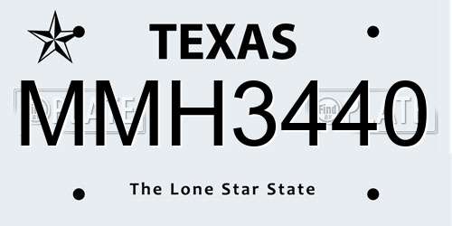 MMH3440 Texas License Plate
