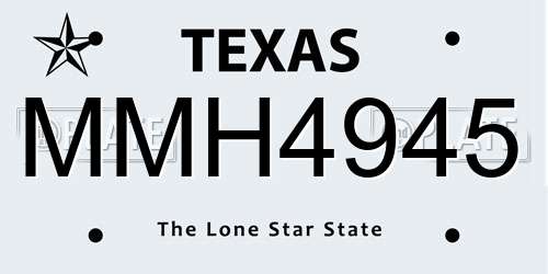 MMH4945 Texas License Plate
