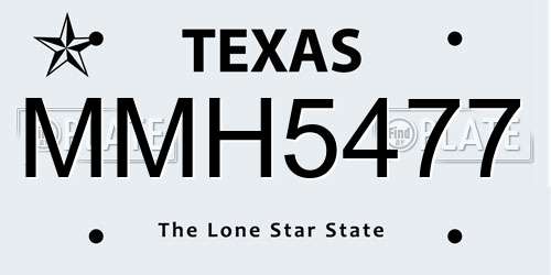 MMH5477 Texas License Plate