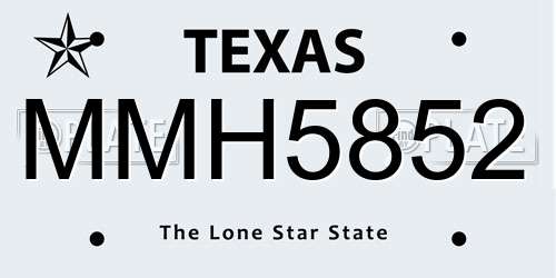 MMH5852 Texas License Plate