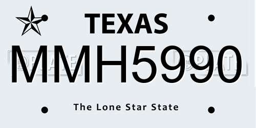 MMH5990 Texas License Plate