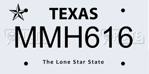 MMH616 Texas License Plate