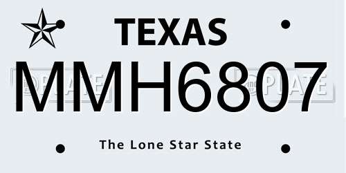 MMH6807 Texas License Plate