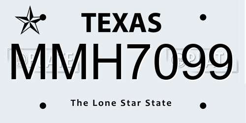 MMH7099 Texas License Plate