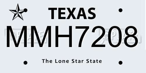 MMH7208 Texas License Plate