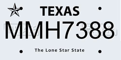 MMH7388 Texas License Plate