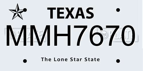 MMH7670 Texas License Plate