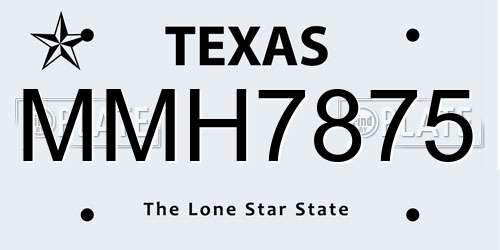 MMH7875 Texas License Plate