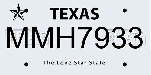 MMH7933 Texas License Plate
