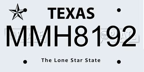 MMH8192 Texas License Plate