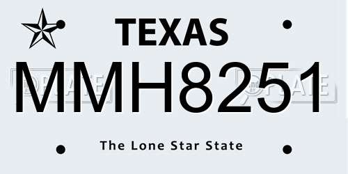 MMH8251 Texas License Plate