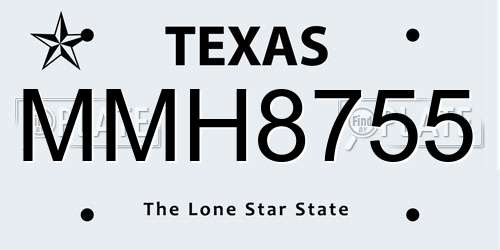 MMH8755 Texas License Plate